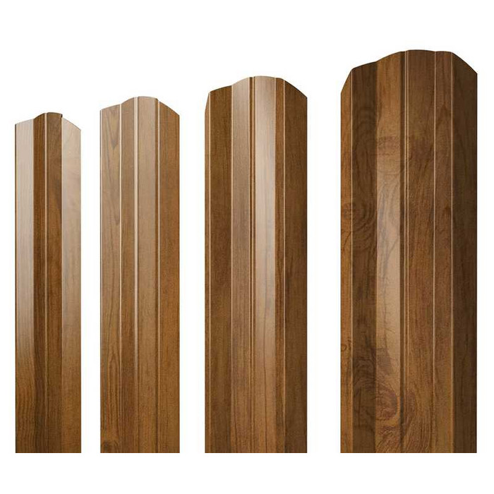 Металлический штакетник М-образный А фигурный Grand Line 0,4 Print Premium Golden Wood Golden Wood